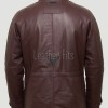 Men Burgundy Leather Long Coat | Luxury Sheepskin Hooded Field Parka | Elite Smart Business Formal Maroon Winter Trench Utility Jacket