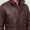 Men Burgundy Leather Long Coat | Luxury Sheepskin Hooded Field Parka | Elite Smart Business Formal Maroon Winter Trench Utility Jacket