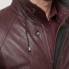 Men Burgundy Leather Long Coat | Luxury Sheepskin Hooded Field Parka | Elite Smart Business Formal Maroon Winter Trench Utility Jacket