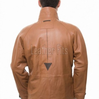 Men Tan Leather Long Coat | Premium Sheepskin Hooded Field Parka | Luxury Metropolitan Smart Business Formal Winter Trench Utility Jacket