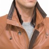 Men Tan Leather Long Coat | Premium Sheepskin Hooded Field Parka | Luxury Metropolitan Smart Business Formal Winter Trench Utility Jacket