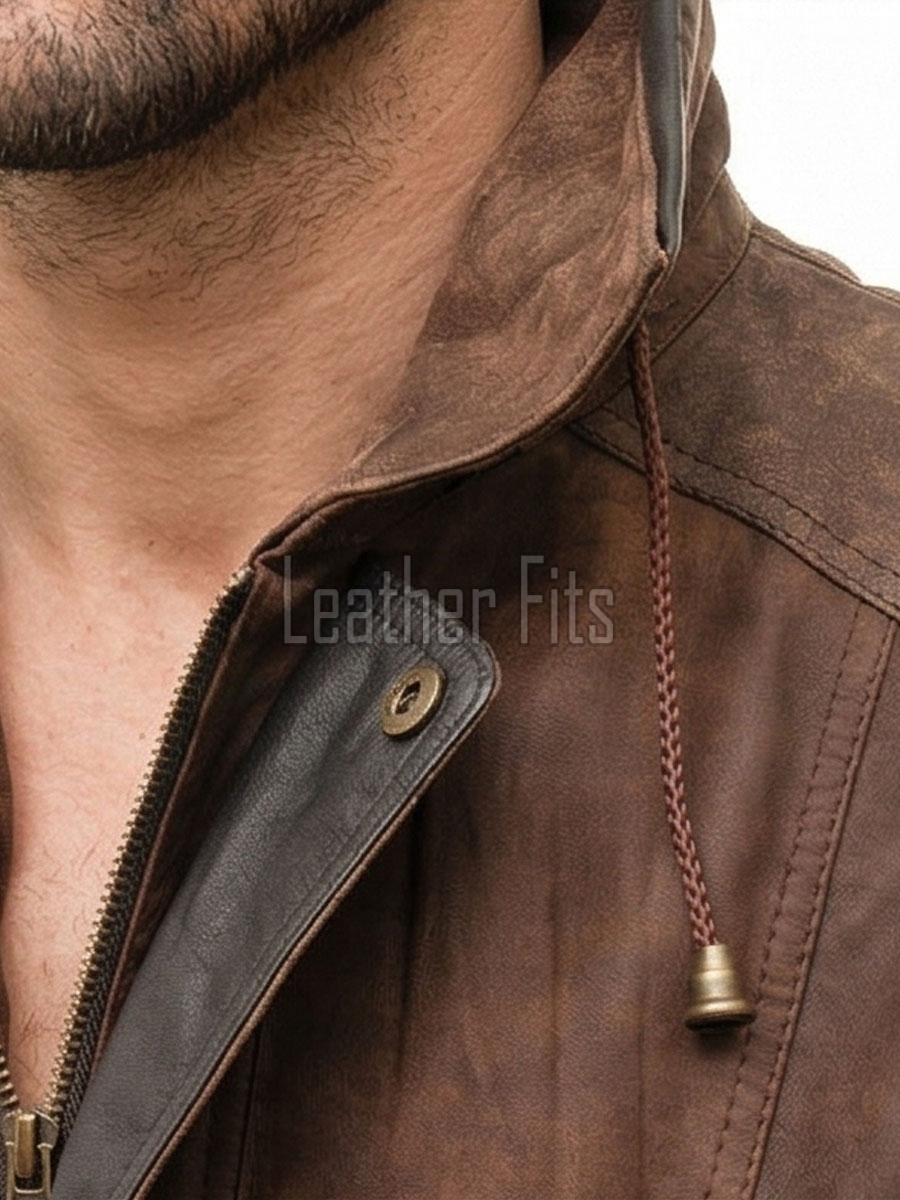Men Distressed Brown Leather Parka Coat | Rugged Mahogany Sheepskin Field Duster | Luxury Executive Winter Weatherproof Utility Jacket