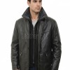 Men Black Leather Winter Coat | Premium Sheepskin Faux Fur Trimmed Duster | Luxury Business Formal Onyx Heavy Insulated Trench Jacket