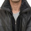 Men Black Leather Winter Coat | Premium Sheepskin Faux Fur Trimmed Duster | Luxury Business Formal Onyx Heavy Insulated Trench Jacket