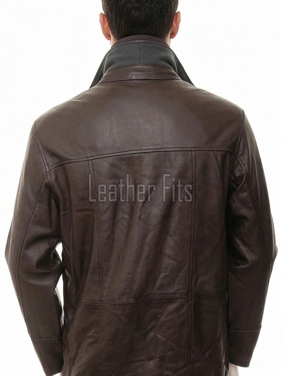 Men Dark Brown Leather Car Coat | Premium Espresso Sheepskin Sherpa Lined Duster | Luxury Business Formal Insulated Cold Weather Jacket