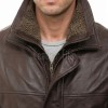 Men Dark Brown Leather Car Coat | Premium Espresso Sheepskin Sherpa Lined Duster | Luxury Business Formal Insulated Cold Weather Jacket
