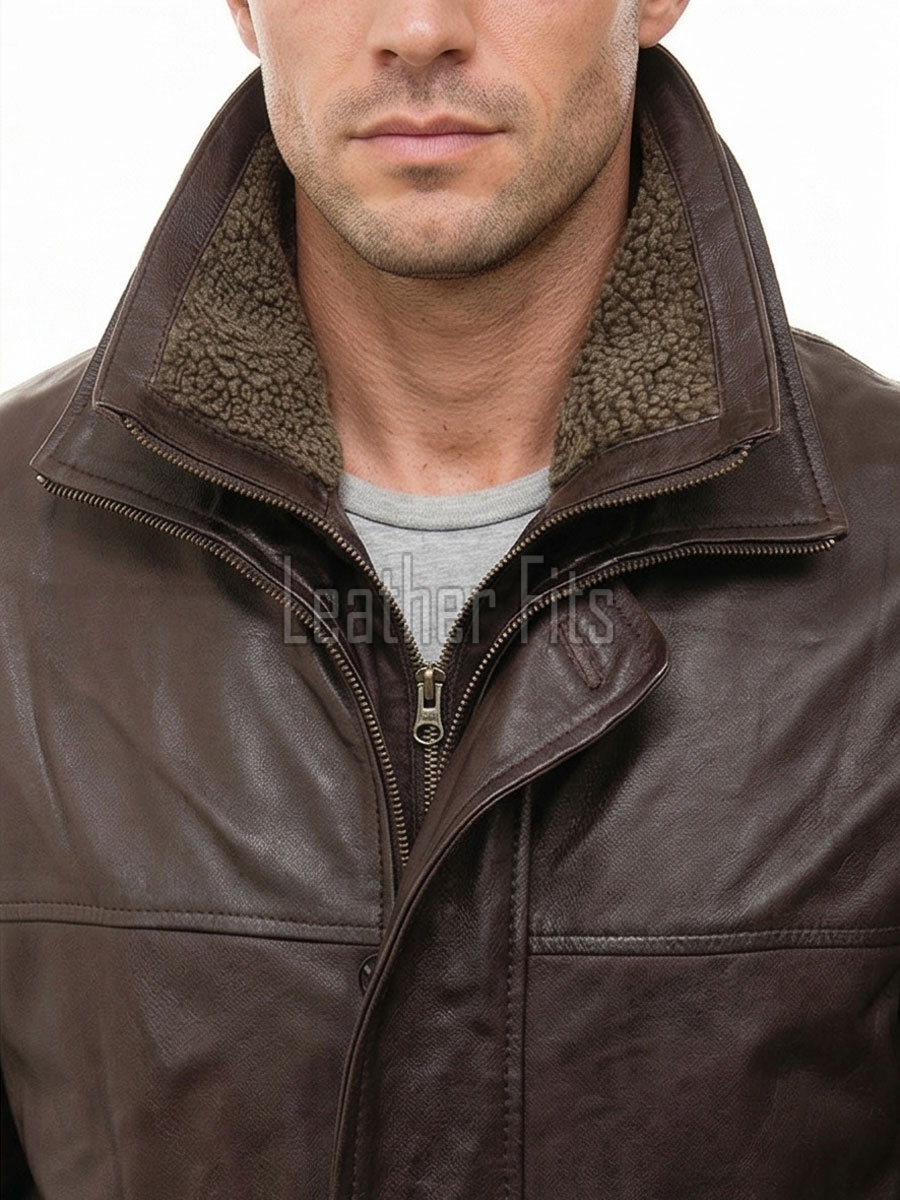 Men Dark Brown Leather Car Coat | Premium Espresso Sheepskin Sherpa Lined Duster | Luxury Business Formal Insulated Cold Weather Jacket
