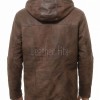 Men Brown Leather Hooded Parka | Premium Cocoa Sheepskin Fleece Lined Overcoat | Luxury Executive Winter Insulated Field Trench Coat