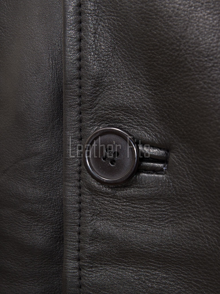 Men Black Leather City Coat | Premium Obsidian Lambskin Tailored Duster | Luxury Professional Winter Mid Length Executive Jacket