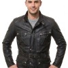 Men Black Leather Field Coat | Premium Onyx Lambskin Belted Safari Duster | Luxury Professional Winter Utility Executive Overcoat