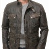Men Distressed Brown Leather Field Coat | Premium Espresso Lambskin Belted Safari Duster | Luxury Vintage Winter Heavy Utility Overcoat