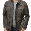 Men Distressed Brown Leather Field Coat | Premium Espresso Lambskin Belted Safari Duster | Luxury Vintage Winter Heavy Utility Overcoat
