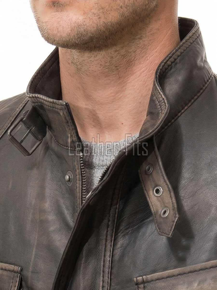 Men Distressed Brown Leather Field Coat | Premium Espresso Lambskin Belted Safari Duster | Luxury Vintage Winter Heavy Utility Overcoat