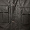 Men Charcoal Leather Quilted Car Coat | Premium Obsidian Sheepskin Moto Duster | Luxury Winter Diamond Stitch Urban Patrol Overcoat