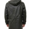 Men Hooded Black Leather Duffle Coat | Premium Onyx Sheepskin Toggle Parka Overcoat | Luxury Tartan Plaid Winter Heavy Outerwear
