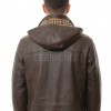 Men Hooded Brown Leather Duffle Coat | Premium Cocoa Lambskin Toggle Parka Overcoat | Luxury Vintage Plaid Lined Winter Heavy Outerwear