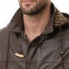 Men Hooded Brown Leather Duffle Coat | Premium Cocoa Lambskin Toggle Parka Overcoat | Luxury Vintage Plaid Lined Winter Heavy Outerwear