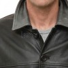 Men Minimalist Black Leather Car Coat | Premium Midnight Lambskin Button Front Duster | Luxury Winter Smooth Grain Urban Overcoat