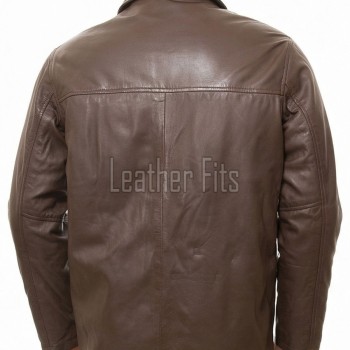 Men Chestnut Brown Leather Car Coat | Premium Umber Sheepskin Button Front Duster | Luxury Winter Smooth Grain Tailored Overcoat