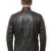 Men Obsidian Black Leather Field Coat | Premium Charcoal Sheepskin Belted Duster | Luxury Winter Multi Pocket Tactical Overcoat