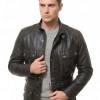 Men Obsidian Black Leather Field Coat | Premium Charcoal Sheepskin Belted Duster | Luxury Winter Multi Pocket Tactical Overcoat