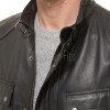 Men Obsidian Black Leather Field Coat | Premium Charcoal Sheepskin Belted Duster | Luxury Winter Multi Pocket Tactical Overcoat