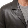 Men Onyx Black Leather Trench Coat | Premium Dark Sable Lambskin Overcoat | Luxury Winter Single Breasted Sartorial Duster