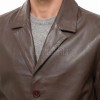 Men Umbra Brown Leather Long Coat | Premium Espresso Lambskin Car Duster | Luxury Winter Single Breasted Minimalist Overcoat