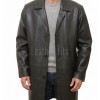 Men Obsidian Black Leather Long Coat | Premium Charcoal Sheepskin Duster Jacket | Luxury Winter Single Breasted Tailored Overcoat
