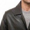 Men Obsidian Black Leather Long Coat | Premium Charcoal Sheepskin Duster Jacket | Luxury Winter Single Breasted Tailored Overcoat