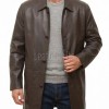 Men Mahogany Brown Leather Long Coat | Luxury Bronze Lambskin Winter Trench | Premium Single Breasted Tailored Car Duster Overcoat