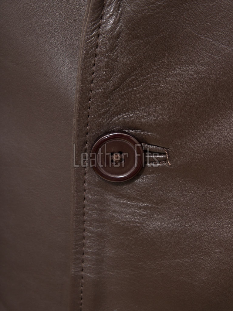 Men Mahogany Brown Leather Long Coat | Luxury Bronze Lambskin Winter Trench | Premium Single Breasted Tailored Car Duster Overcoat