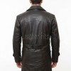 Men Espresso Brown Leather Long Coat | Premium Double Breasted Winter Trench Jacket | Luxury Pebble Grain Belted Officer Duster