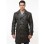 Men Espresso Brown Leather Long Coat | Premium Double Breasted Winter Trench Jacket | Luxury Pebble Grain Belted Officer Duster