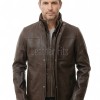 Men Mahogany Brown Leather Car Coat | Luxury Layered Winter Overcoat | Premium Smooth Lambskin Detachable Trim Long Duster Jacket
