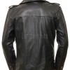 Men Dark Anthracite Leather Reefers Coat | Double Breasted Military Winter Duster | Premium Grained Cowhide Officer Style Overcoat