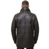 Men Dark Charcoal Leather Car Coat | Luxury Shearling Lined Winter Duster Jacket | Premium Matte Sheepskin Insulated Heavy Overcoat