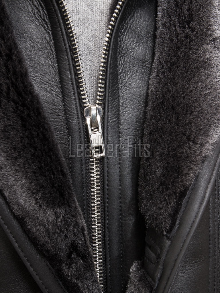 Men Dark Charcoal Leather Car Coat | Luxury Shearling Lined Winter Duster Jacket | Premium Matte Sheepskin Insulated Heavy Overcoat
