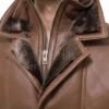 Men Tan Saddle Leather Car Coat | Luxury Winter Shearling Lined Duster Jacket | Premium Cognac Sheepskin Insulated Heavy Overcoat