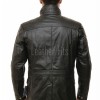 Men Obsidian Black Leather Field Coat | Multi Pocket Military Winter Parka | Premium Lambskin Insulated Double Zip Long Overcoat