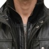 Men Obsidian Black Leather Field Coat | Multi Pocket Military Winter Parka | Premium Lambskin Insulated Double Zip Long Overcoat