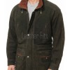 Men Olive Green Suede Leather Car Coat | Luxury Timber Brown Trimmed Duster | Premium Nubuck Insulated Heavy Winter Field Overcoat