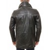 Men Charcoal Grey Leather Car Coat | Luxury Winter Shearling Lined Overcoat | Premium Lambskin Insulated Double Zip Heavy Duster