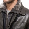 Men Charcoal Grey Leather Car Coat | Luxury Winter Shearling Lined Overcoat | Premium Lambskin Insulated Double Zip Heavy Duster