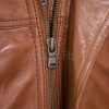 Men Cognac Tan Leather Car Coat | Luxury Winter Fleece Lined Duster | Premium Sheepskin Insulated Mock Neck Button Overcoat