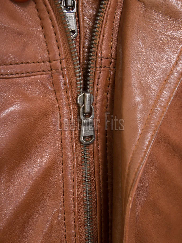 Men Cognac Tan Leather Car Coat | Luxury Winter Fleece Lined Duster | Premium Sheepskin Insulated Mock Neck Button Overcoat