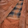 Men Whiskey Brown Leather Field Coat | Luxury Tartan Lined Cargo Parka | Premium Sheepskin Insulated Hooded Multi Pocket Overcoat