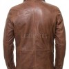 Men Tobacco Brown Leather Car Coat | Luxury Winter Utility Field Overcoat | Premium Lambskin Insulated Mid-Length Snap Pocket Duster