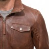 Men Tobacco Brown Leather Car Coat | Luxury Winter Utility Field Overcoat | Premium Lambskin Insulated Mid-Length Snap Pocket Duster