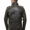 Men Dark Espresso Leather Field Coat | Luxury Winter Military Cargo Parka | Premium Lambskin Insulated Long Officer Car Overcoat